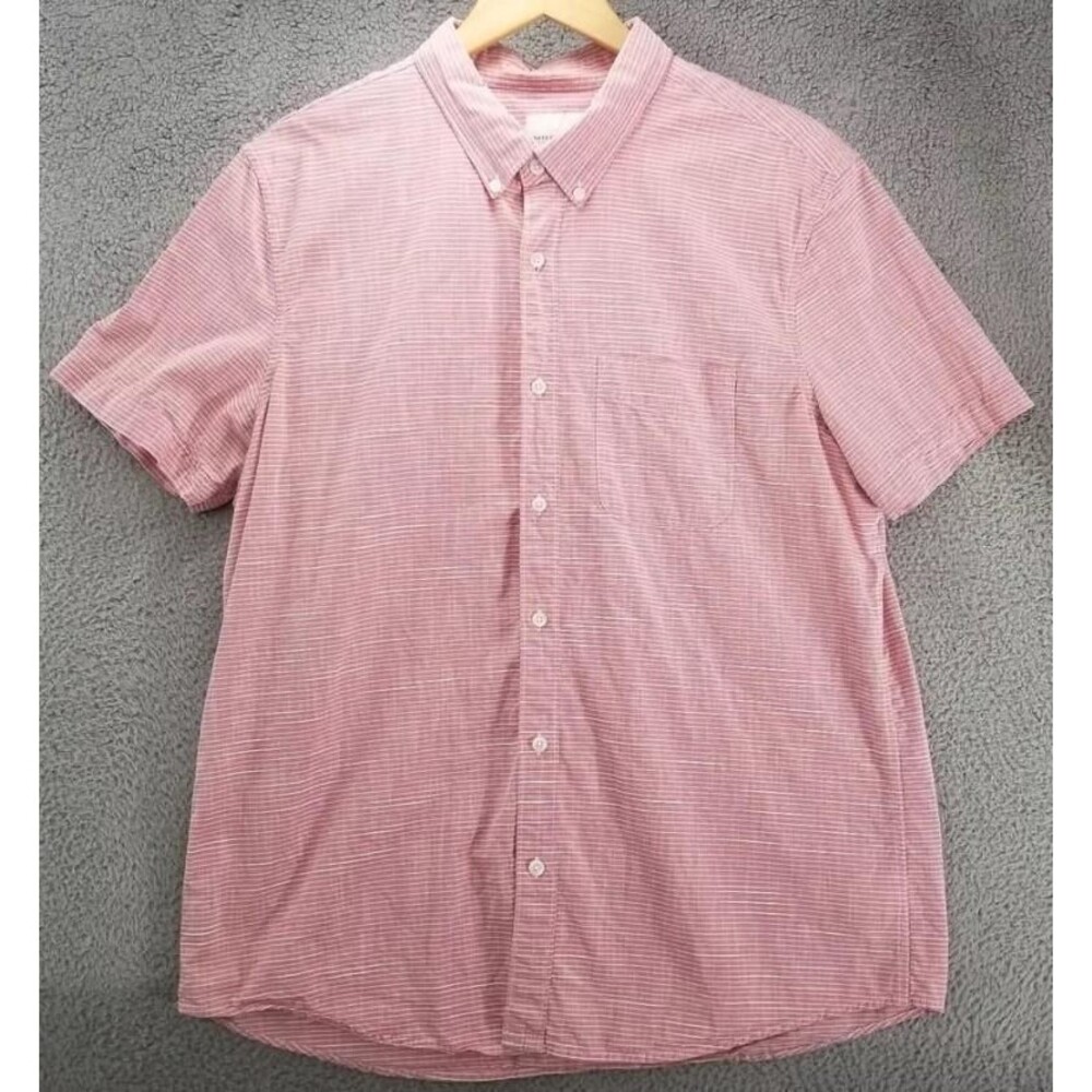 LIKE NEW Mens Sz Large Striped Button Up Short Sleeve Shirt AMERICAN EAGLE